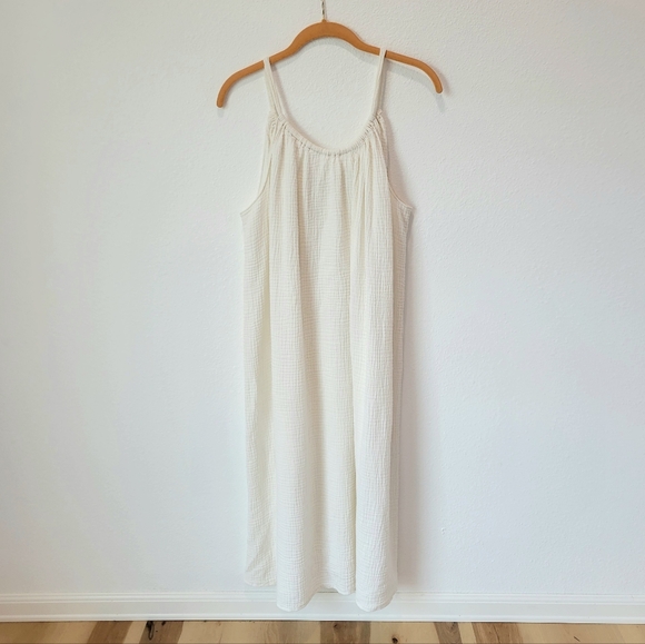 Kona Sol Dresses & Skirts - Kona Sol Women's L/XL White Muslin Tie Back Maxi Dress Boho